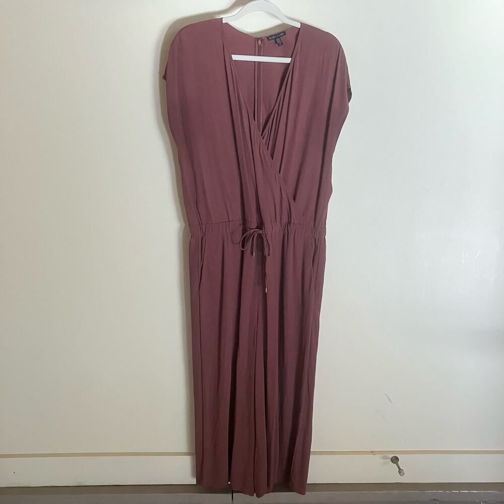 Eileen Fisher Salmon Rust Wrap Elastic Waist Sleeveless Cropped Jumpsuit - Picture 4 of 10